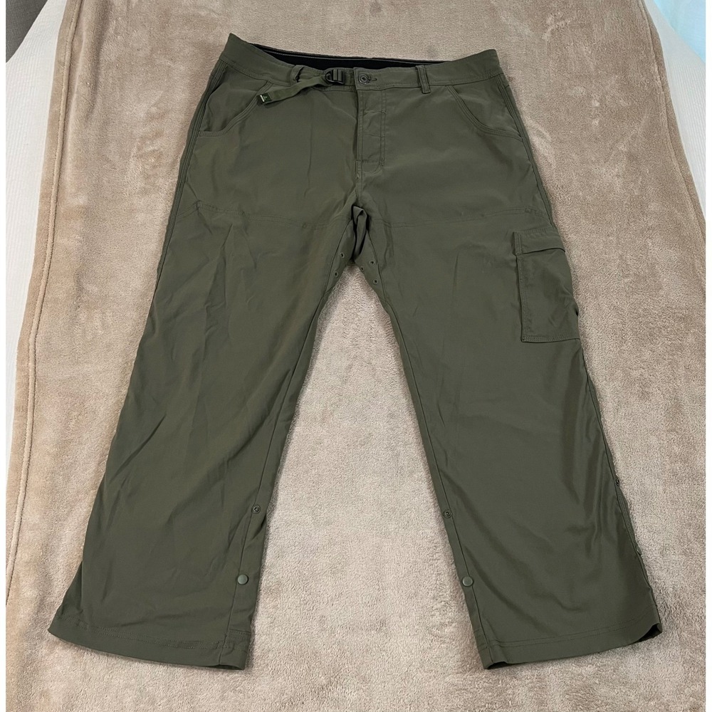 Prana Stretch Zion Pant II Men's Size Large Olive Green Nylon Hiking Cargo EUC